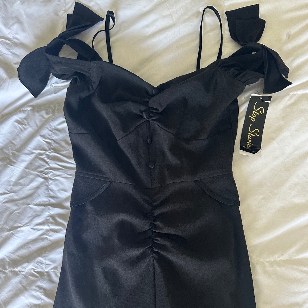NWT ! Stop Staring Black Pencil Dress with Bows - size S